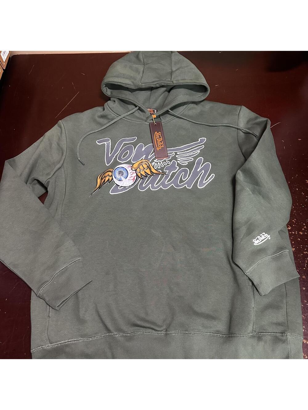Von Dutch Crazy Eye Eyeball Hoodie Olive Green Size XL BRAND NEW